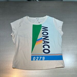 Anthropology Monaco Graphic Tee - Cream and Green